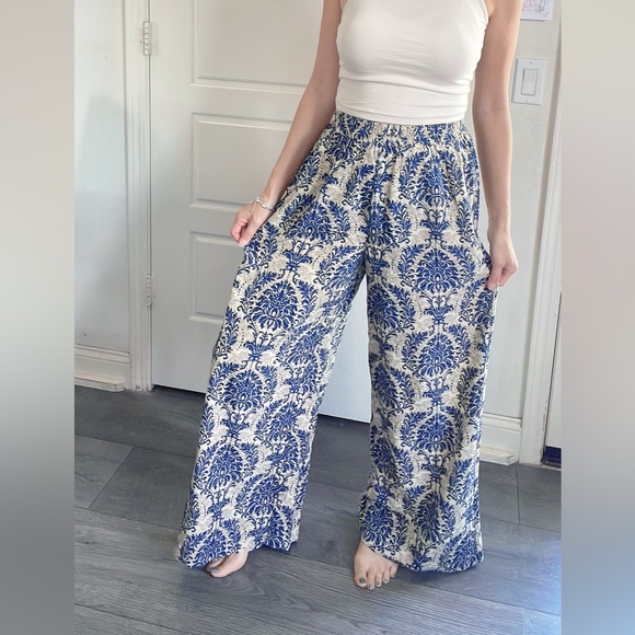 011 Boho Damask Print stretchy waist Trouser Pants - Picture 7 of 12